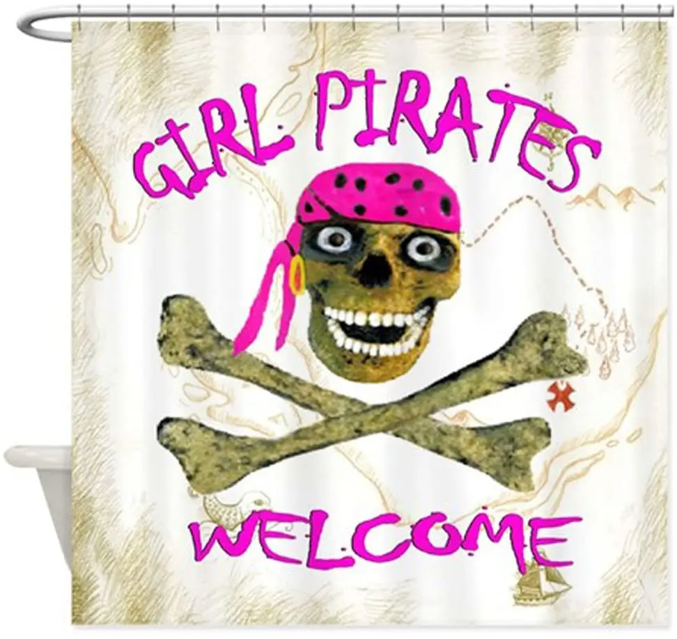 

Girl Pirates Welcome Skeleton Shower Curtain