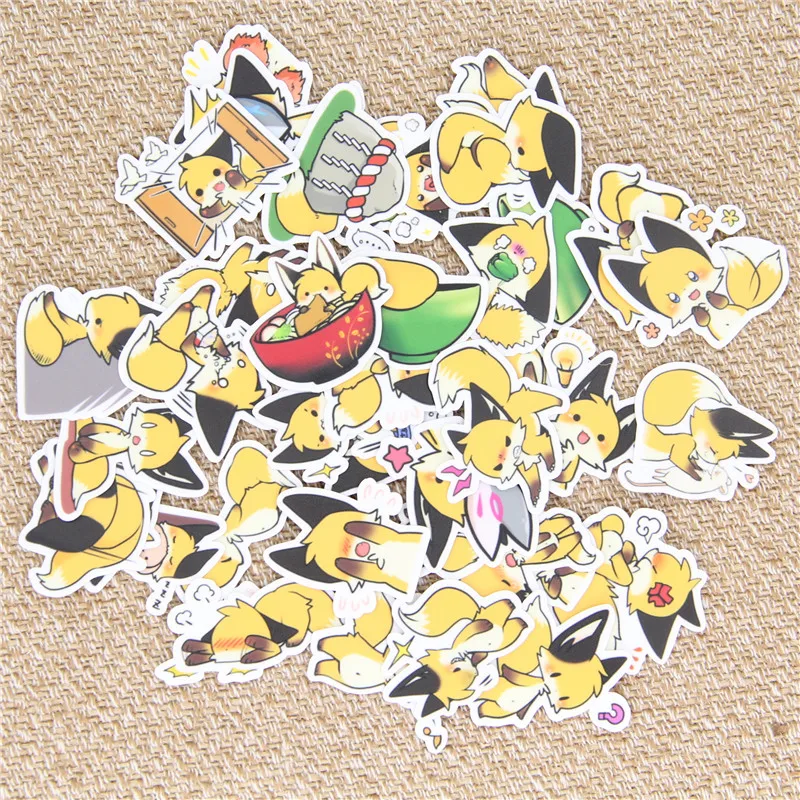 40 шт./лот наклейка с желтой лисой для телефона чехол автомобиля