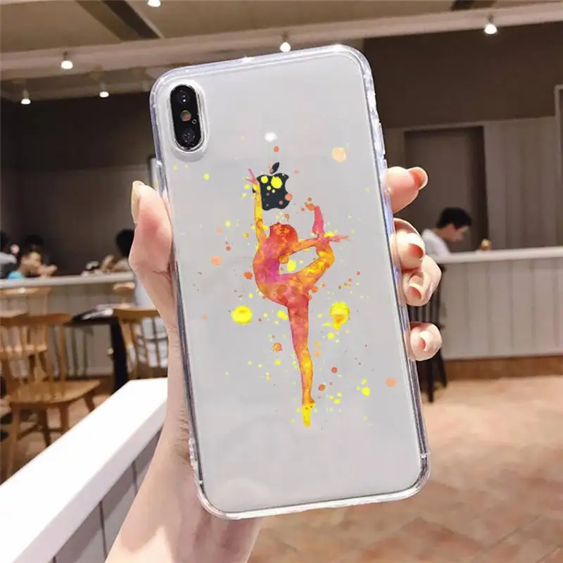 

ballerina cartoon art colorful Phone Case Transparent soft For iphone 5 5s 5c se 6 6s 7 8 11 12 plus mini x xs xr pro max