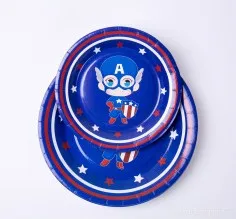 Мстители День рождения украшения Капитан Америка одноразовые бумажные