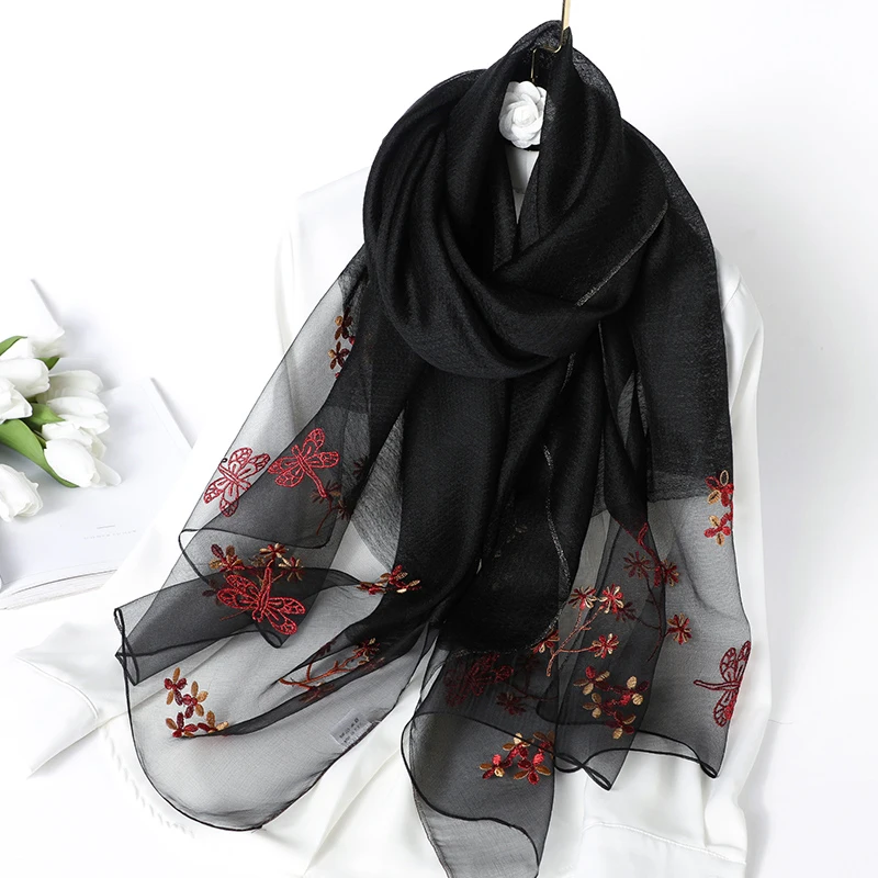 

Women Colorful Flower Printing Lace Scarf Long Soft Wrap Shawl Long Soft GRAY22