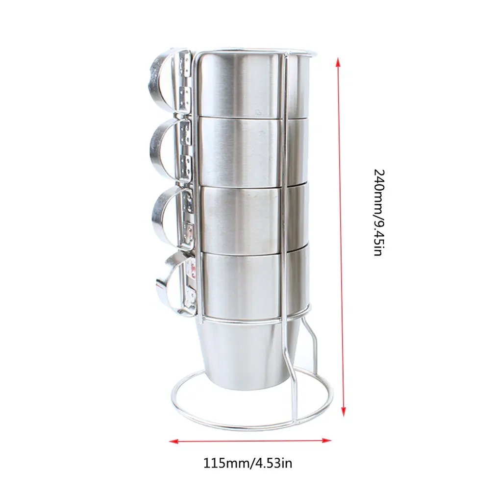 

1 Set 4Pcs 300ML Stainless Steel Camping Cup Mug Outdoor Camping Hiking Folding Portable Tea Coffee Beer Cup