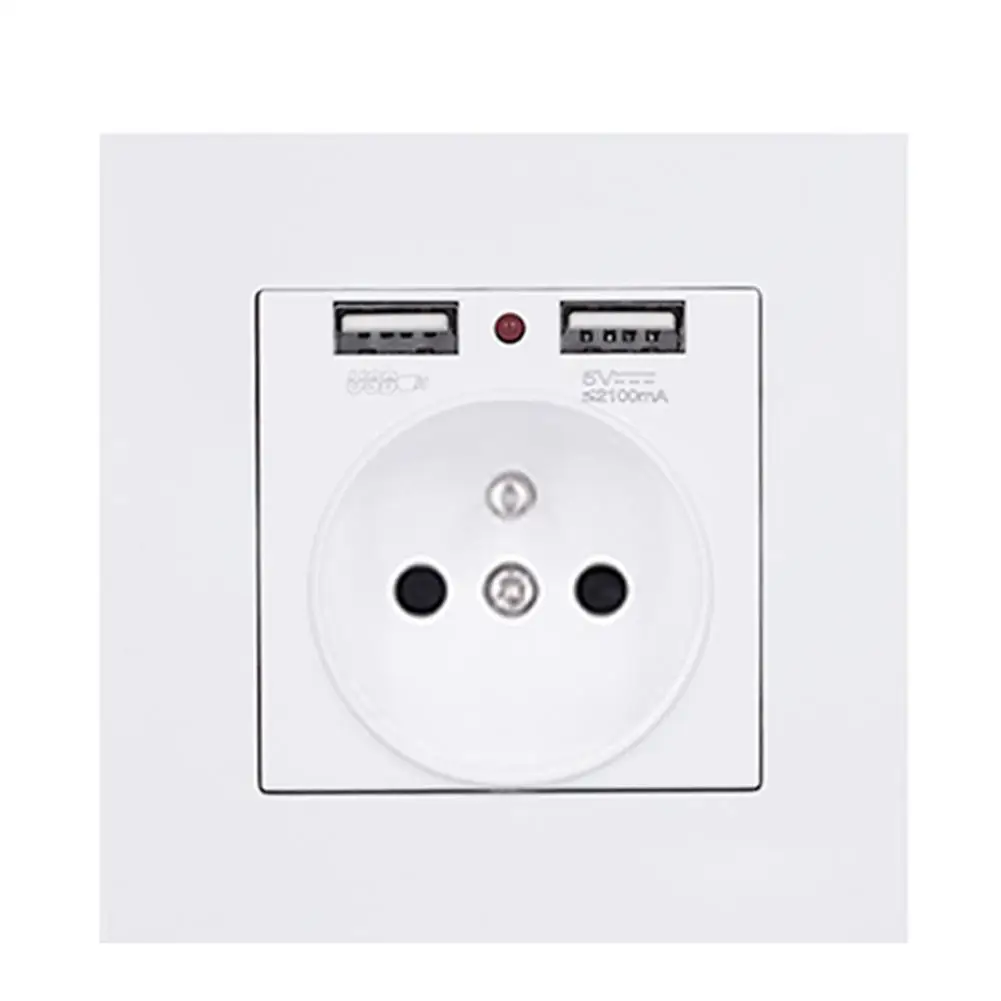 Европейская настенная электрическая розетка с двойным USB зарядным устройством