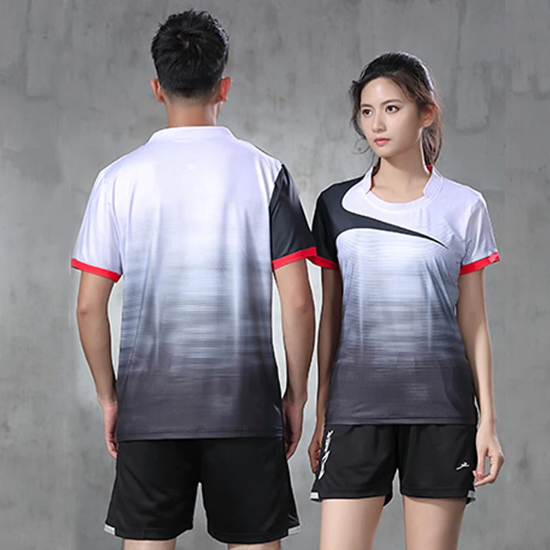Новый костюм для бадминтона мужчин и женщин с коротким рукавом шортами рубашка
