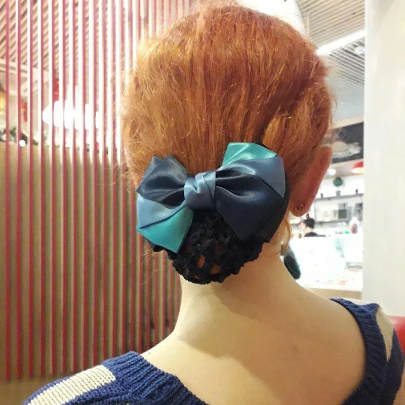 

1PC Bowknot Net Hair Cover Bun Snood Hair Clip Lady Women Hairgrips Hotel Office Barrette