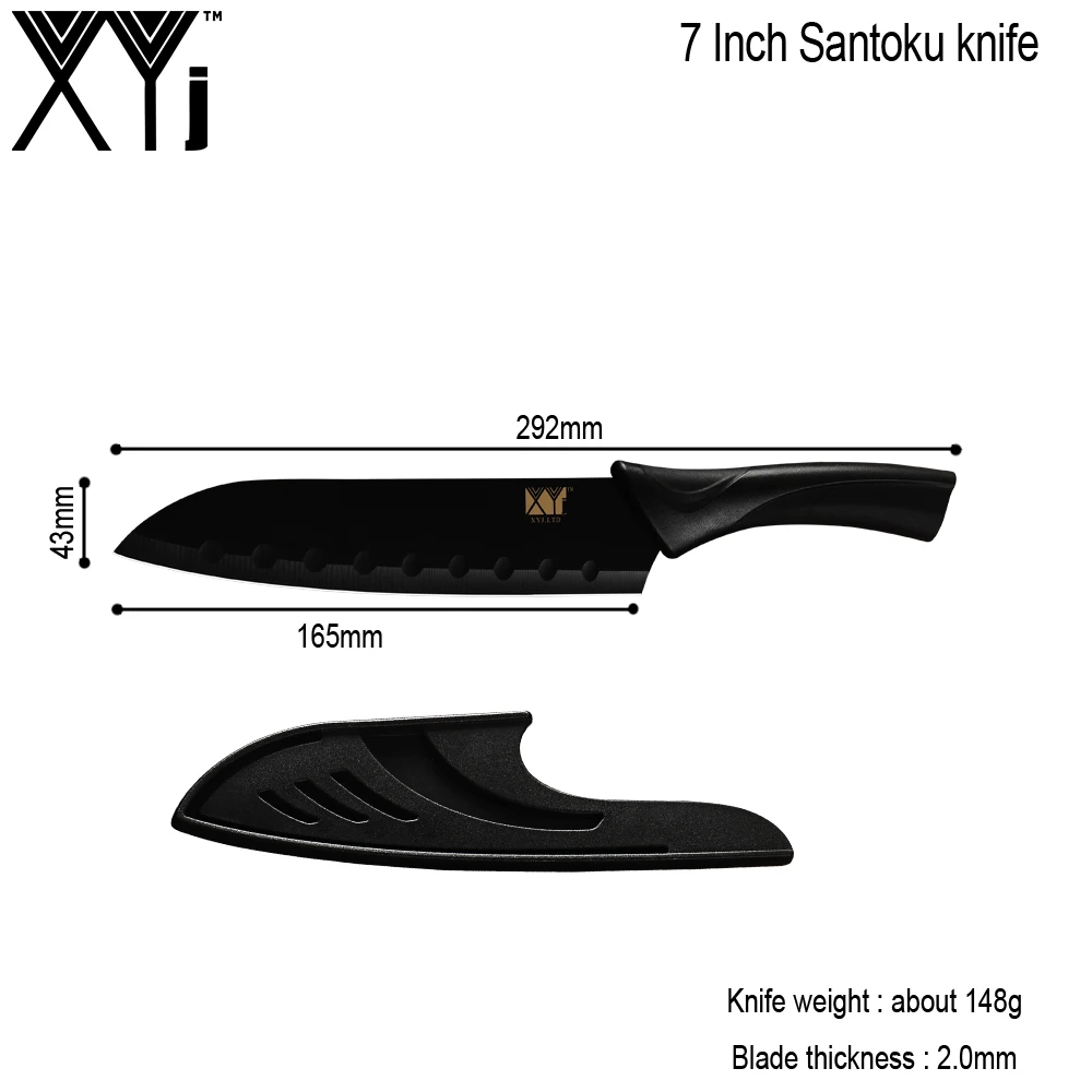 F.7 SANTOKU KNIFE XYj 8 шт. набор кухонных ножей для приготовления пищи из нержавеющей стали с острым лезвием, пластиковой красочной ручкой, держатель для поварских ножей, точилка, инструмент для приготовления пищи - Цвет: F.7 SANTOKU KNIFE
