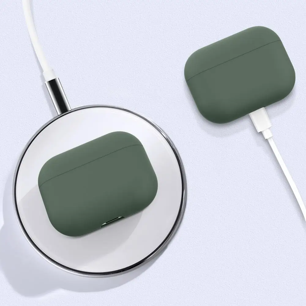Чехол для AirPods Pro, мягкий жидкий силиконовый защитный чехол, видимый передний светодиодный чехол для AirPods Pro, чехол 3, модный зеленый