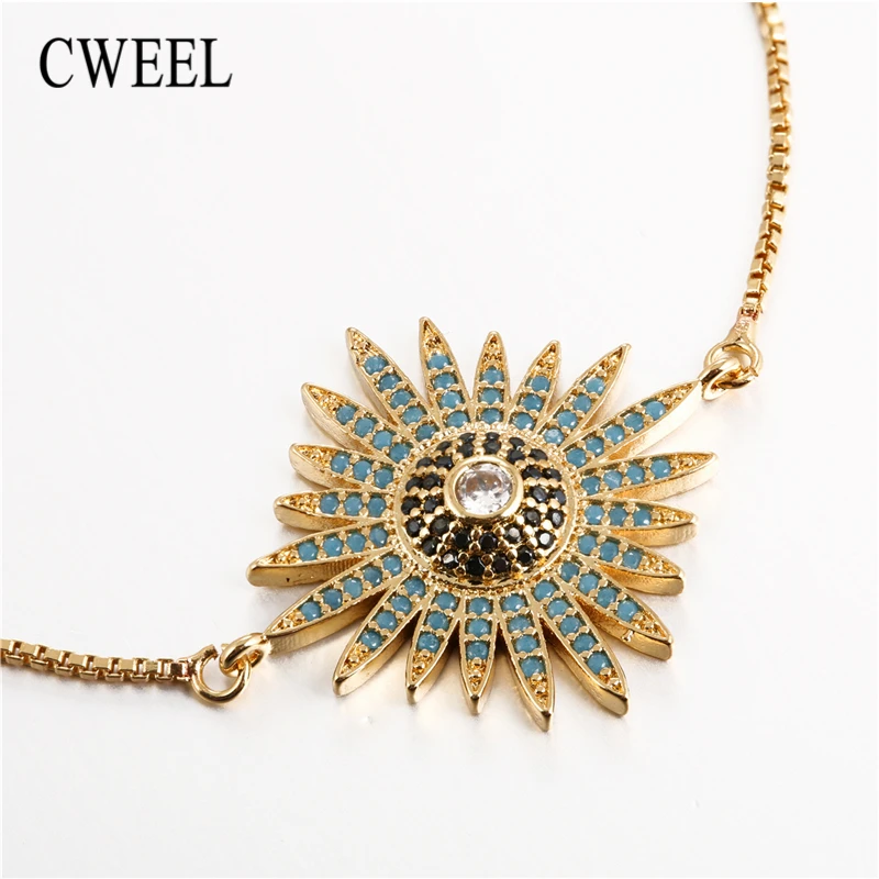 CWEEL, браслет-цепочка, золотой цвет, бусины, звезды, кристалл, очаровательный браслет для женщин, змейка, звено, цепочка, браслет, ювелирное изделие, подарок