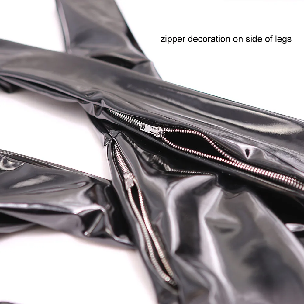 Женский комбидресс из ПВХ с высоким воротником и двойной молнией | Тематическая