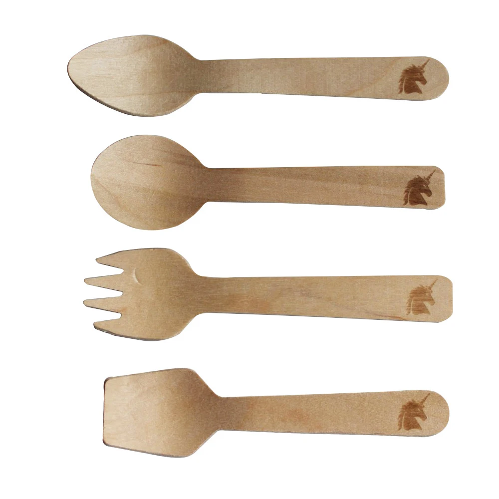 100 шт. Единорог День рождения торт ложки для маленьких девочек мальчик кукла