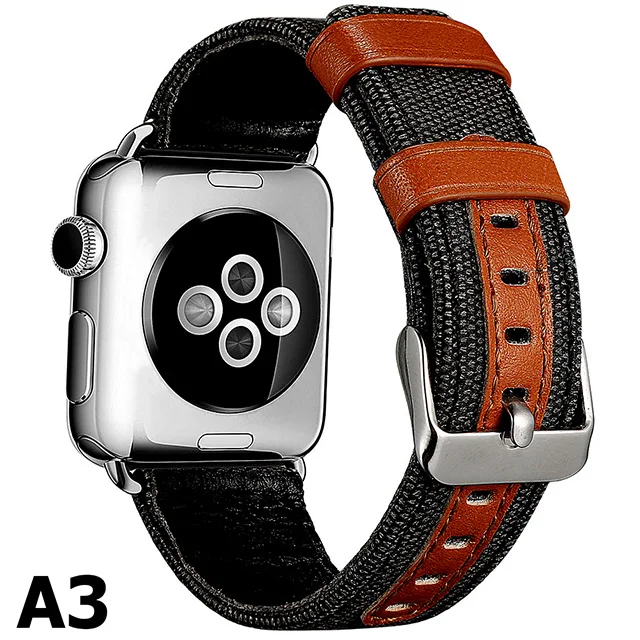 Для Apple Watch 5 ремешок 40 мм 44 мм спортивный хороший кожаный тканевый браслет для мужчин/девочек для iwatch серии 4 3 38 мм 42 мм - Цвет ремешка: black