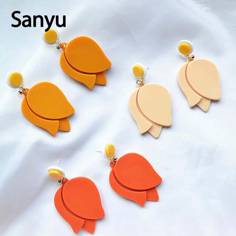 Модные Милые простые акриловые висячие серьги в форме розы карамельных цветов