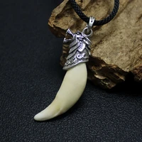 wolf tooth necklace man brave real tooth pendant punk rock wild accessories classic jewelry