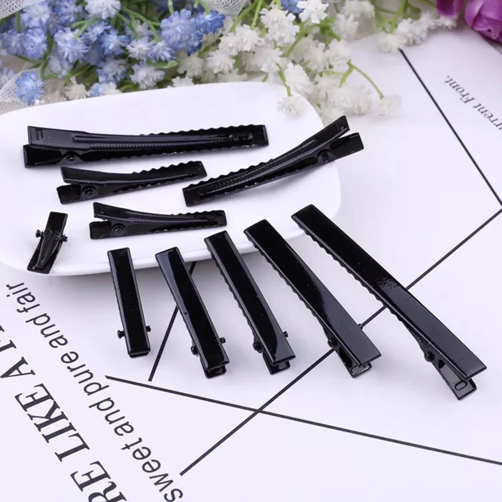 

100pcs/lot Balck Metal Crocodile Diy Hair Clips Cable Lead Testing Alligator Clips Clamps Hair Clips Hairpins Hair Accessories