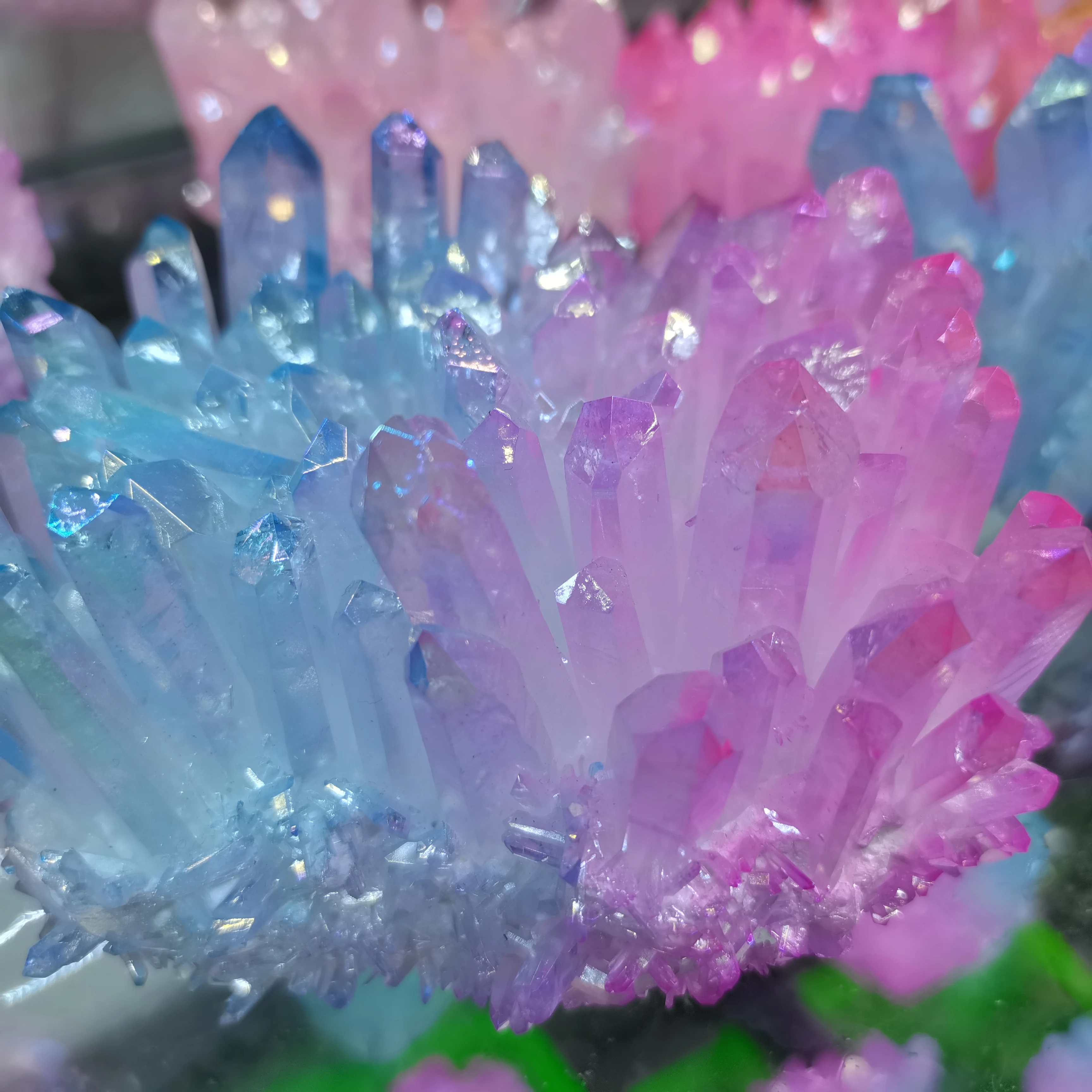 400-500 г, натуральное гальваническое покрытие, двойной цвет, Хрустальный кварцевый кластер, медитация, лечебное домашнее украшение, чакра рейки