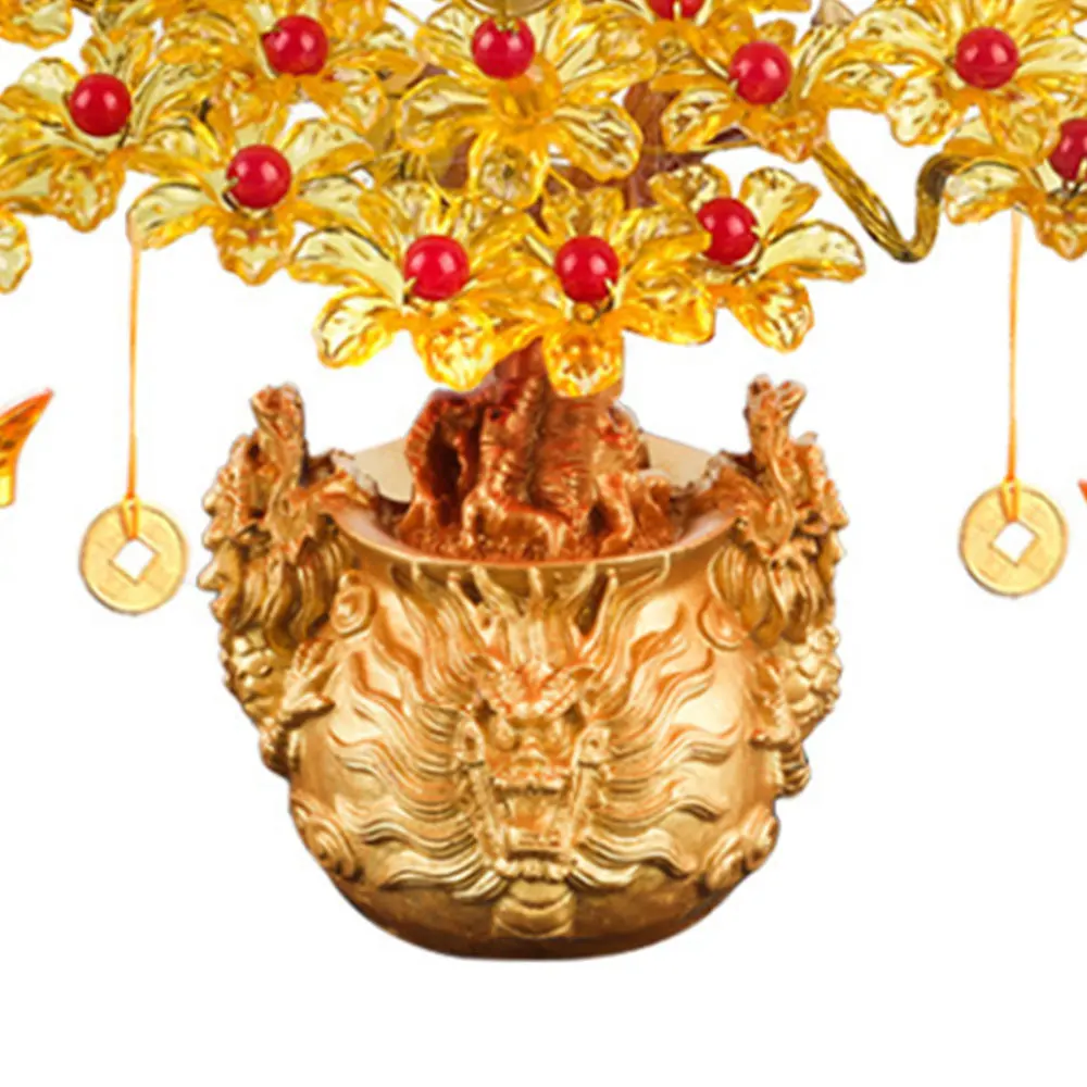 Wealth Luck with Pot Ornaments Acrylic Glass Beaded Money Tree Bonsai Bedroom Ornament Gift Feng Shui Crafts DIY Handmade | Дом и сад