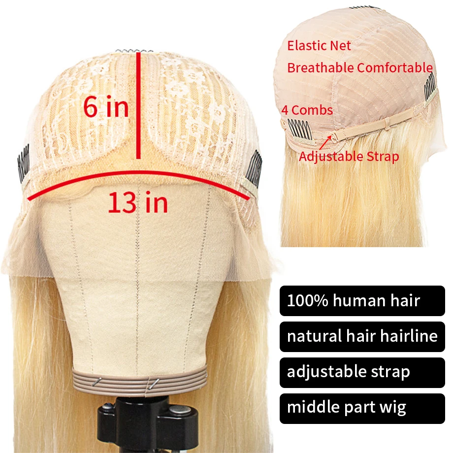 

613 Frontal Wig Brazilian Straight Lace Front Human Hair Wigs For Black Women Honey Blonde Body Wave 30 Inch T Part Lace Front