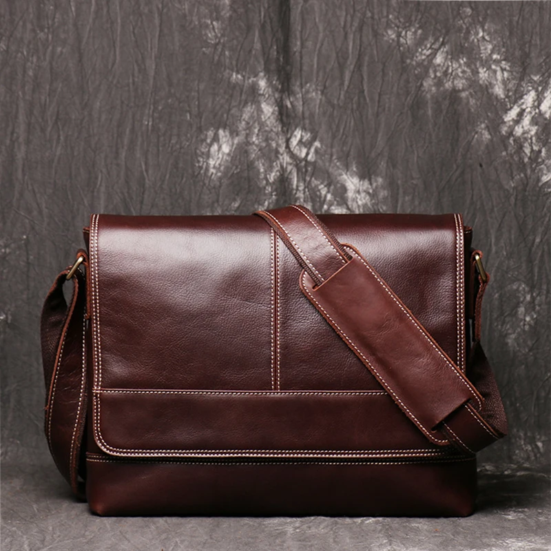 Mens Crazy Horse Leather Messenger Bag A4 Document Case Satchel Bags | Багаж и сумки