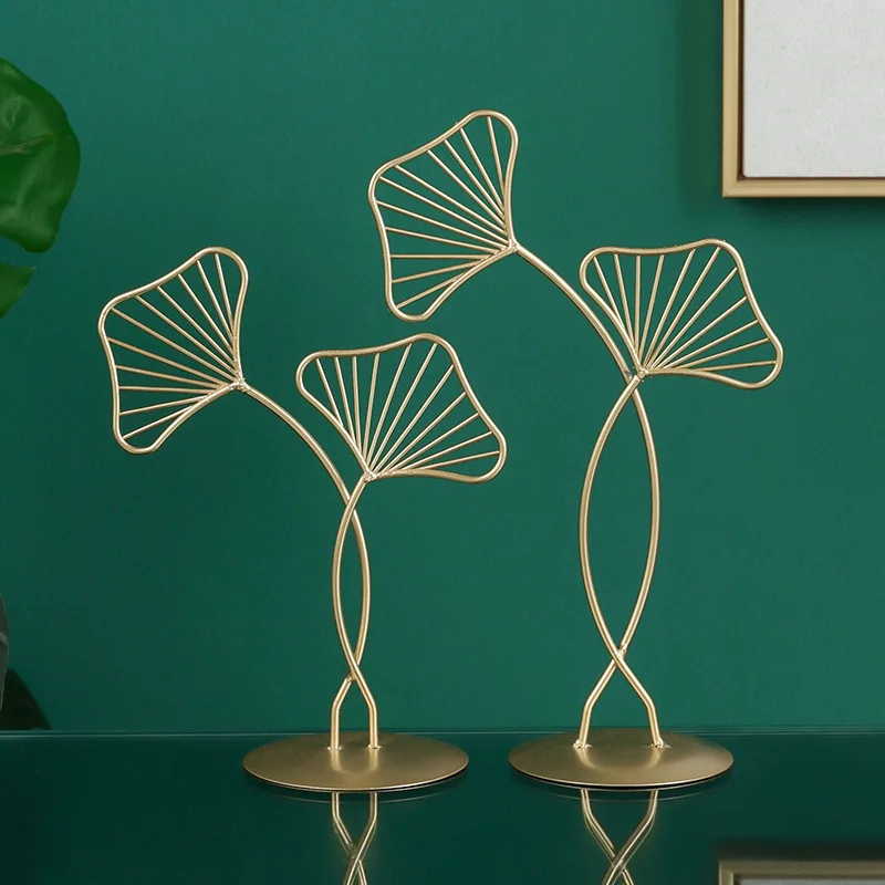 

Home Ornament Light Luxury Golden Leaf Desktop Ornaments Metal Figurines Creative Crafts Home Decor