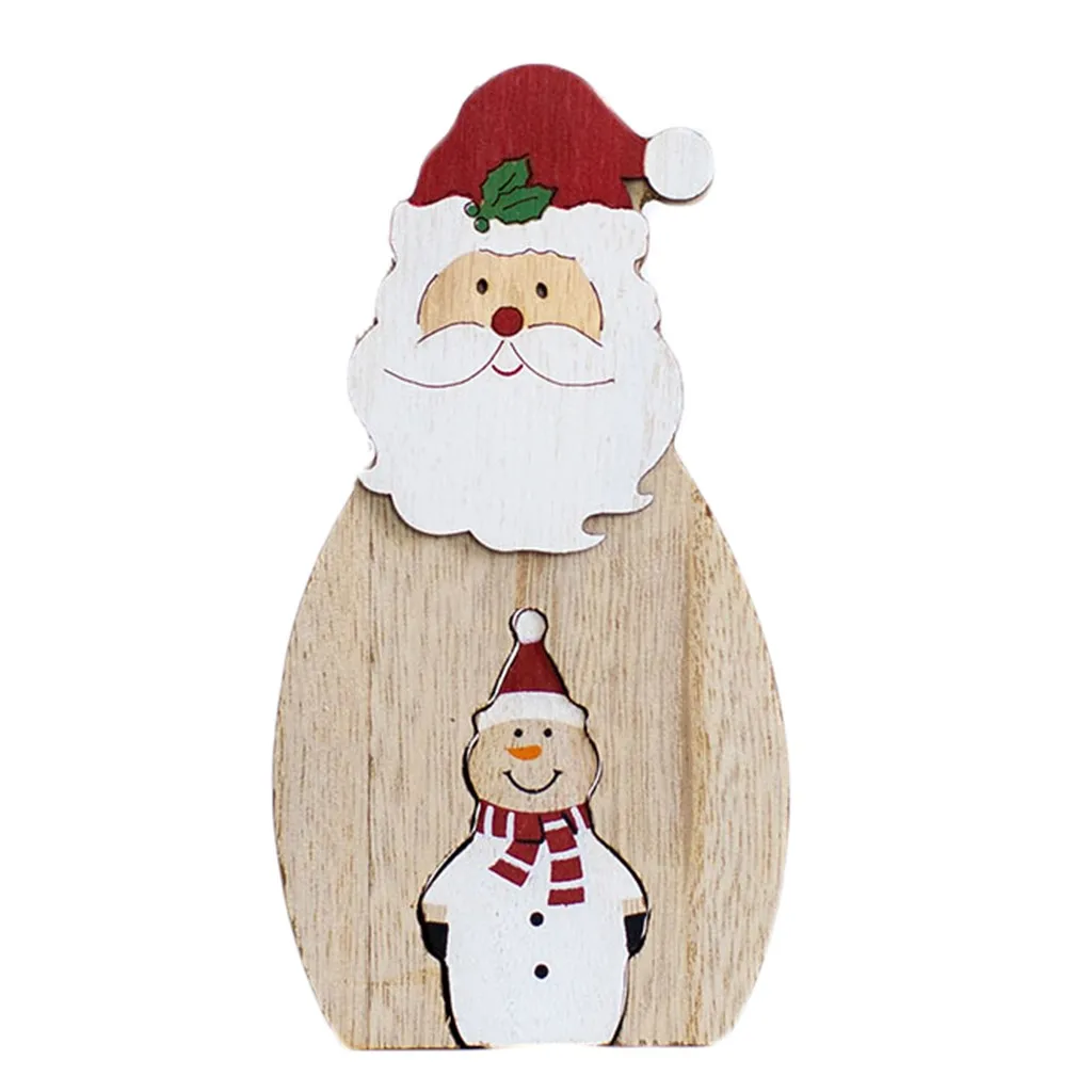 Деревянные Мини Рождественские елки настольные украшения с рождественской