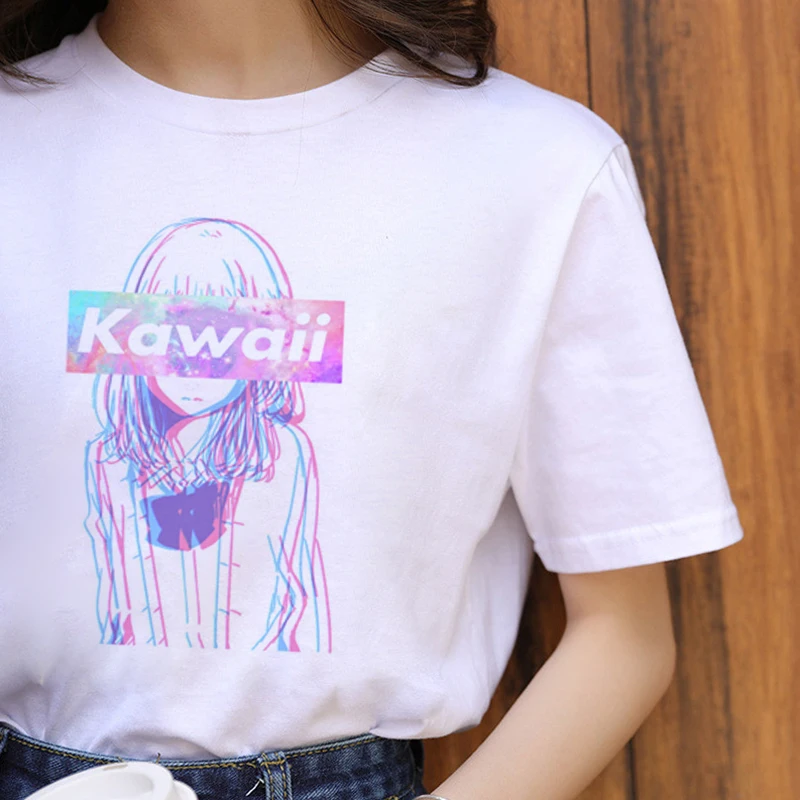 Эстетика Vaporwave Harajuku Ullzang футболка для женщин 90s Графический Футболка в винтажном