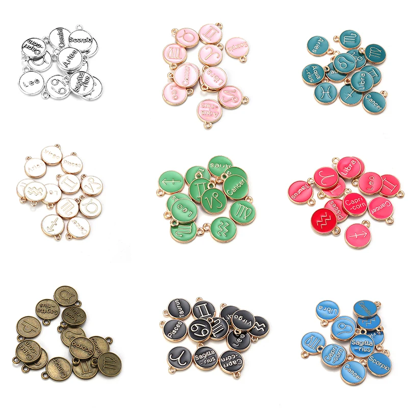 

12pcs 12 Constellation Charms Enamel Charms Colorful Handmade Pendant For DIY Bracelet Jewelry Making