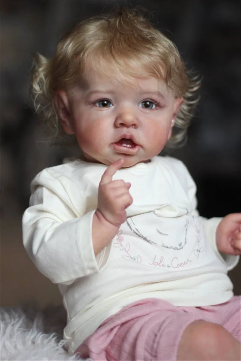 

22inch Soft Neutral Vinyl Reborn Doll Kit With cloth body and Eyes New Saskia With Teeth Sweet Face Polular Kit By Bonnie