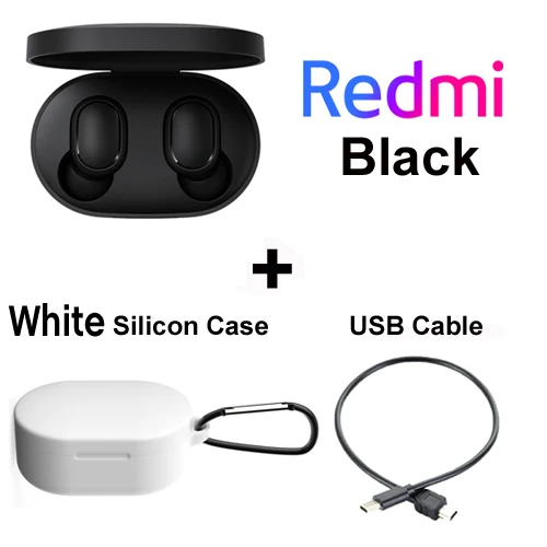 Add cable case white Xiaomi Redmi Airdots, оригинальные беспроводные наушники Xiaomi, TWS, глобальная версия, голосовые Bluetooth 5,0, шумоподавление с микрофоном - Цвет: Add cable case white