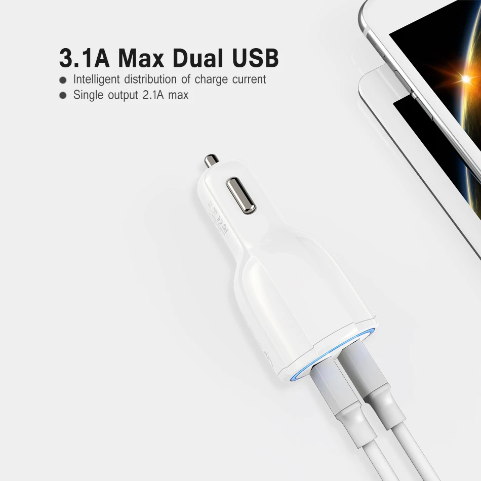 Автомобильное зарядное устройство адаптер Быстрая зарядка 3 0 USB кабель для Xiaomi Dual