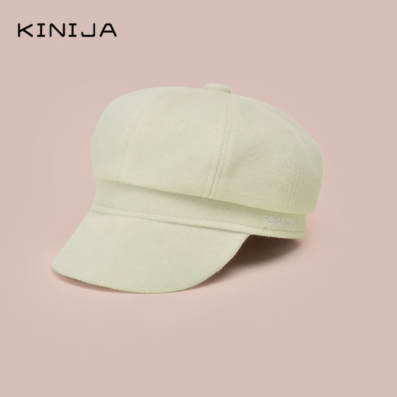 Осенне зимний Ретро берет одноцветная Кепка с вышитыми буквами восьмиугольная