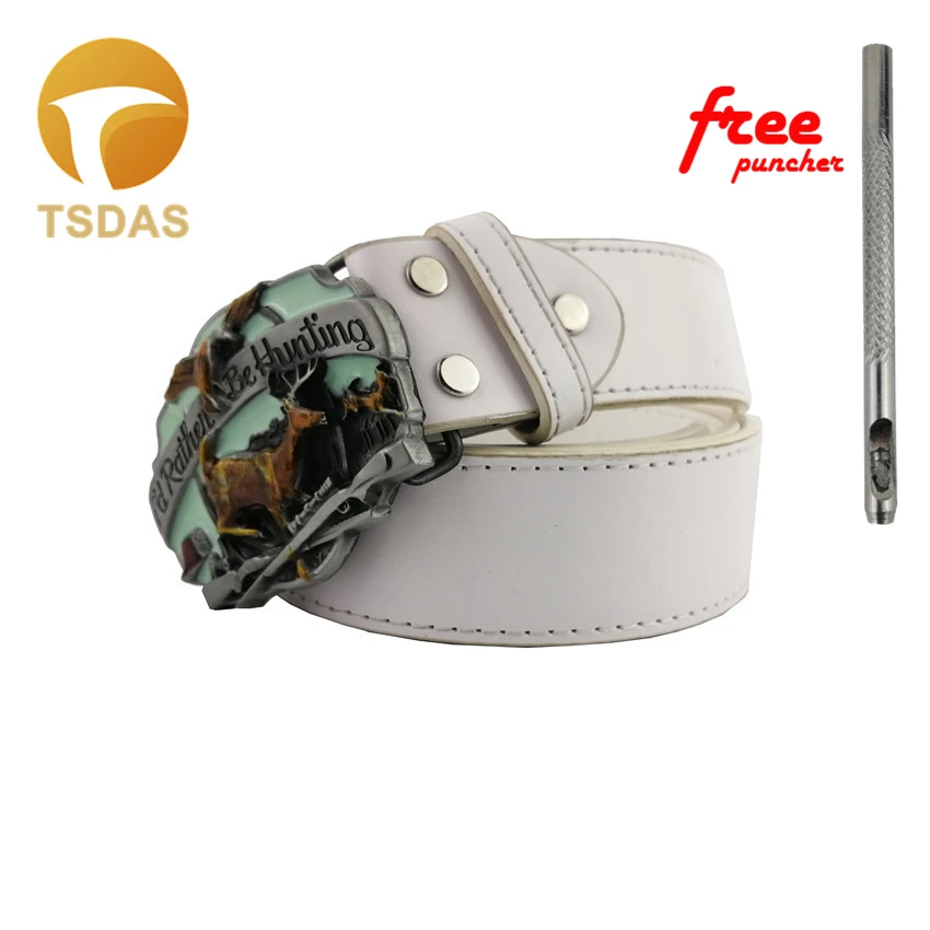 

Hunting Belt Buckle with Pewter Finish Colorful Metal Belt Buckle Suitable for 4cm Width Snap on Belt