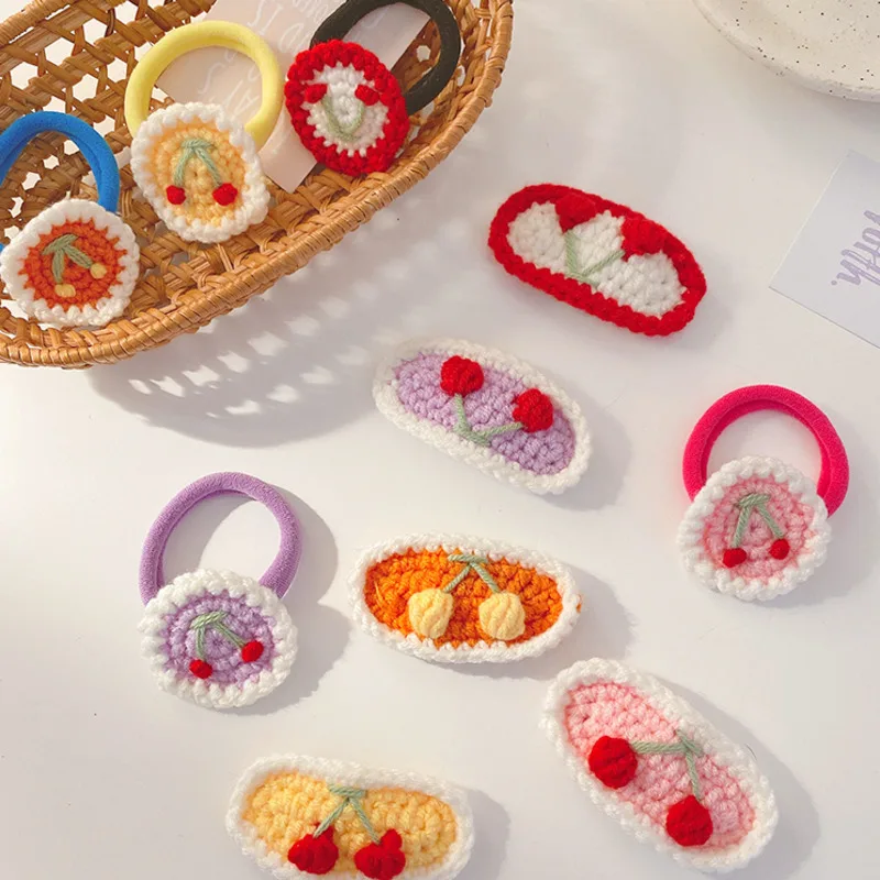 

[DISCICI] 2020 New Cute Cherry Wool Girls Hair Band Headband Mori Hair Band Kids Headwear Simple Fashion Accessories NB4829