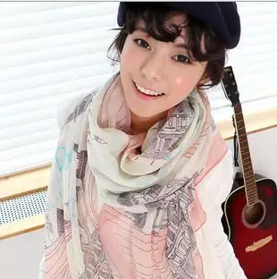 Женский дизайнерский длинный шелковый шарф бархатный шифоновый в форме сердца