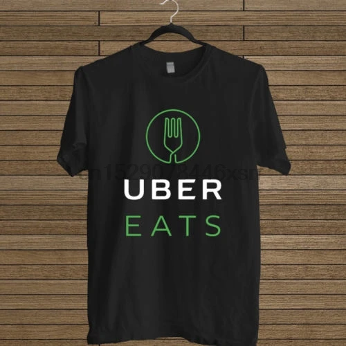 Uber съедает продукты питания Доставка Новая черная рубашка|Мужские футболки| |