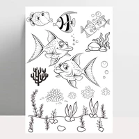 azsg goldfish aquatic plants bubble clear stamps for diy scrapbookingcard makingalbum decorative silicone stamp crafts