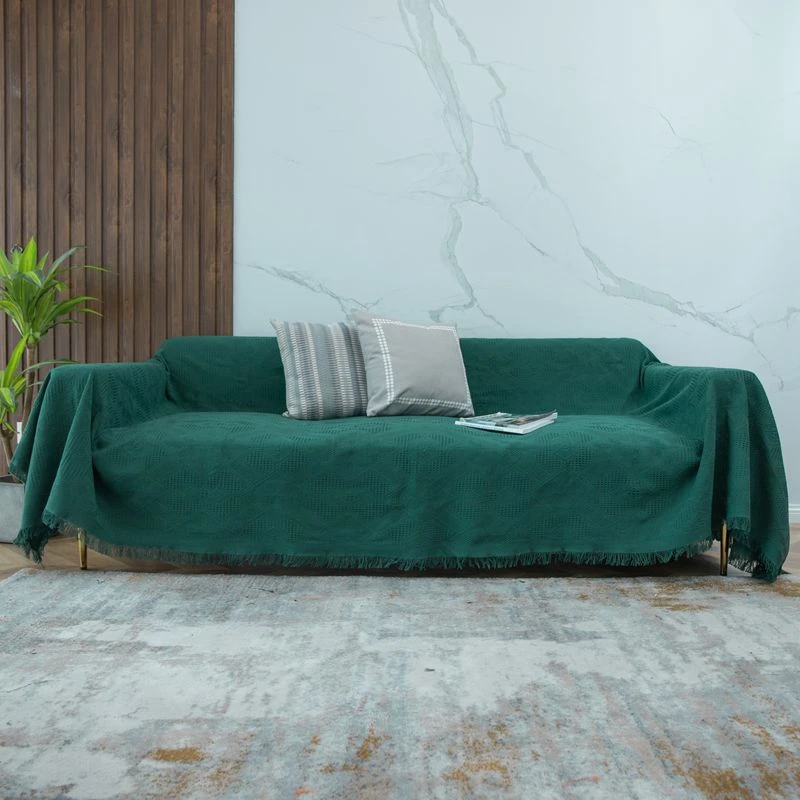 Диванное одеяло в скандинавском стиле темно-зеленый пылезащитный чехол гобелен
