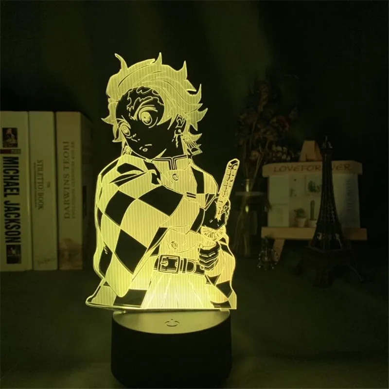 Демон-убийца 3D Аниме LED Ночной светильник Визуальный Танджиро Нэзуко Зэнитсу Логотип Лампа на стол Декор дома Lampara on.