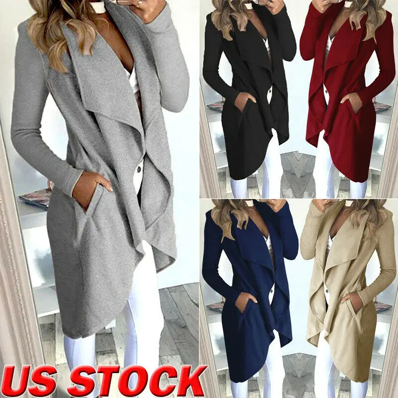 Кардиган женский с длинным рукавом свободный однотонный Тренч отложным