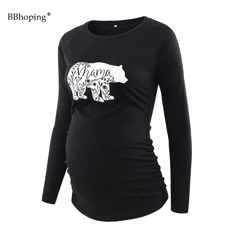 Женская туника для беременных Топы с длинным рукавом боковыми рюшами Рубашки мам