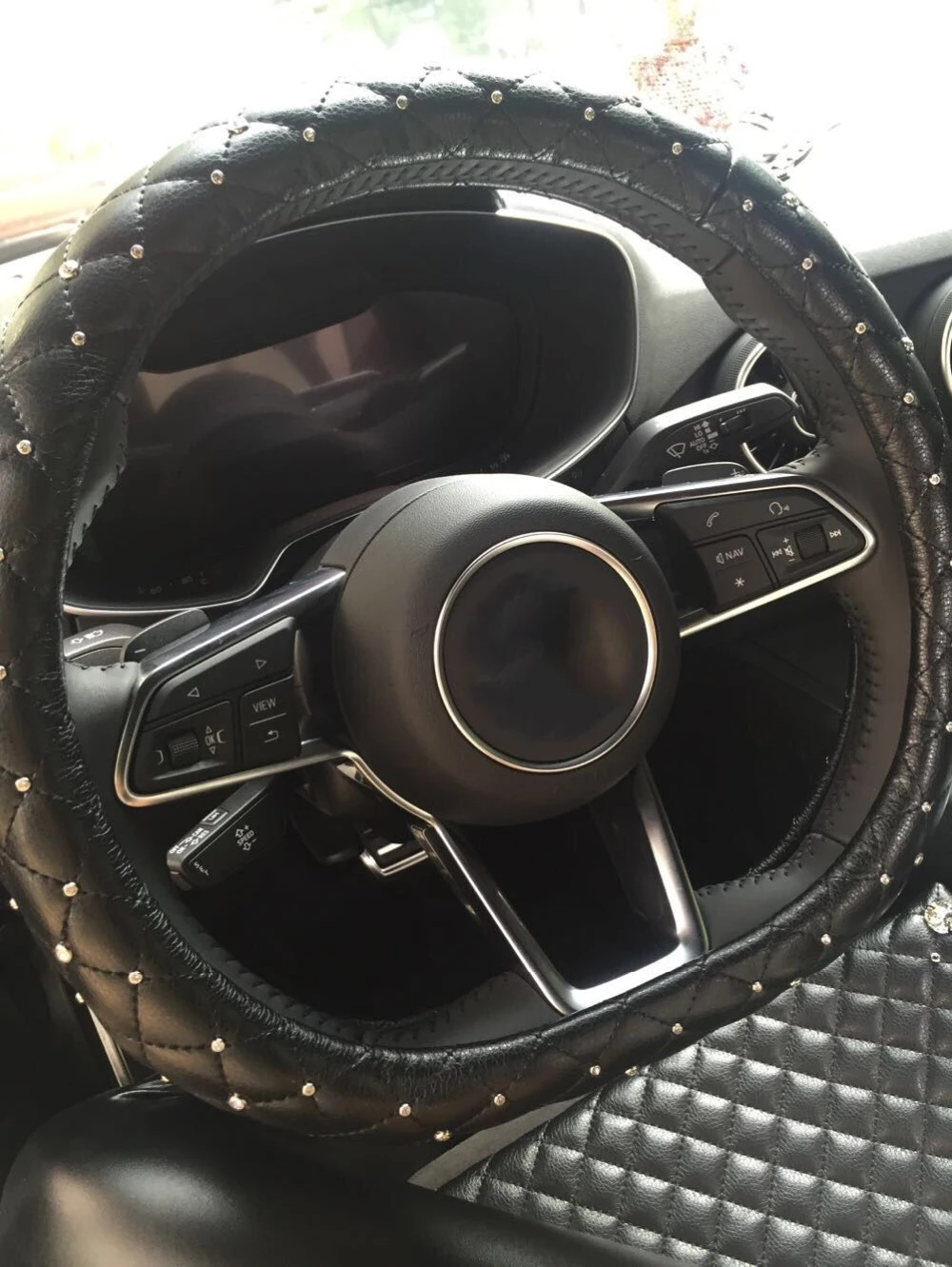 Автомобиль из натуральной кожи с камнями рулевое колесо Крышка для audi TT D форма