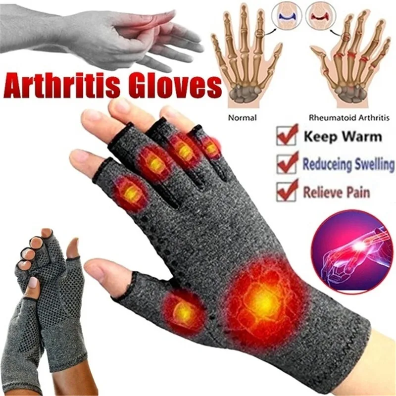 Arthritis Therapy Pain Relief Fingerless Gloves for Women Men Compression Glove Sports Carpal Tunnel Wrist Support Health Care