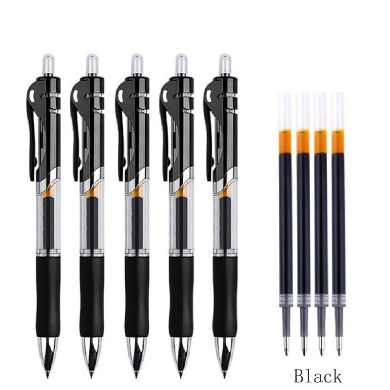 

Retractable Gel pen Set 0.5mm Large Capacity Black/Red/Blue Ink Colored Gel Pen Replaceable Refills Rod School Office Supplies