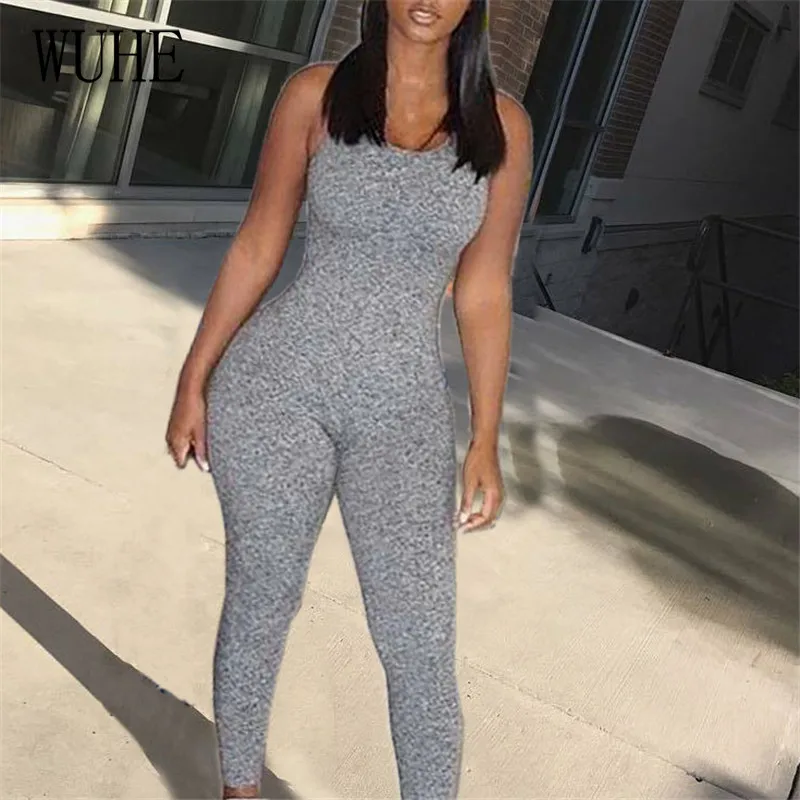 

KEXU Casual Sports Jumpsuit Sleeveless Off Shoulder Spaghetti Strap Package Hip Skinny Joggers Yoga Fitness Club Streetwear
