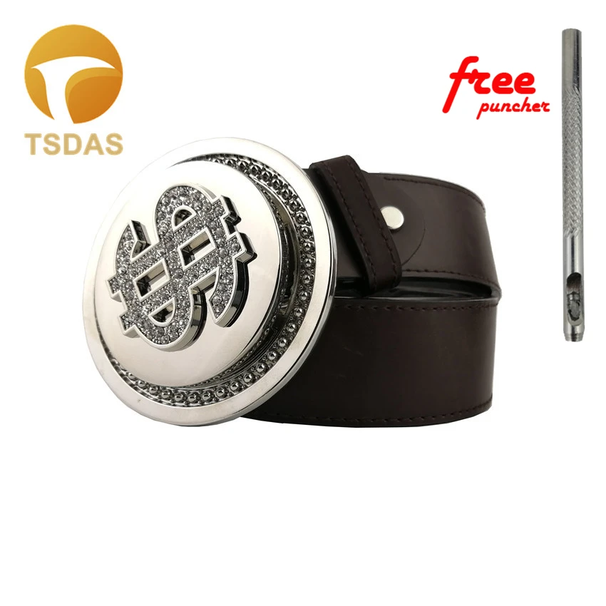 Круглые мужские пряжки для ремня Металлические долларовые Брендовые