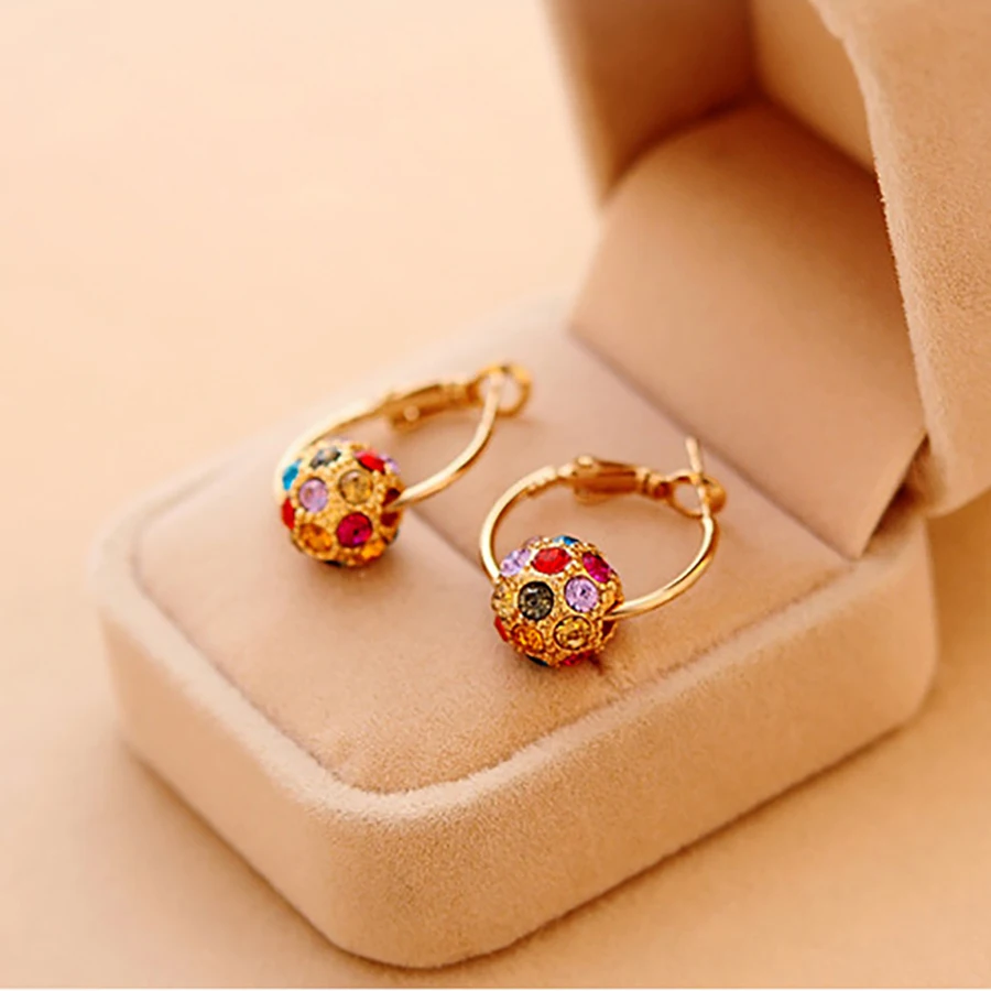 2021 нерегулярные сферические Подвесные серьги в виде колец красные стразы