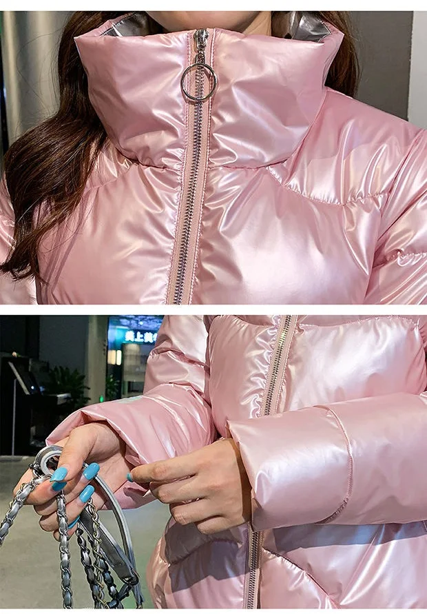 

New Winter Parkas Coat Women Short Glossy Jackets Down Cotton Jacket Coats Woman Warm Cotton-padded Coat Female Jackets Outwear