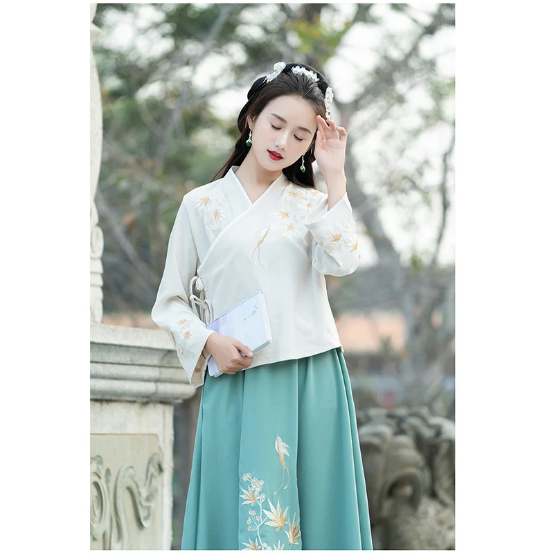 Белый традиционный китайский костюм hanfu Женский Dynastie Tang современный Улучшенный