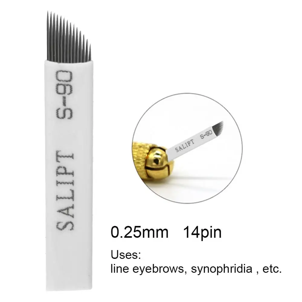 50pcs 14 pin 50 шт. 9 10 21 Pin Перманентный макияж бровей татуировки иглы Лезвия для 3D вышивки микроблейдинг Татуировки Ручка аксессуары для макияжа тела - Габаритные размеры: 50pcs 14 pin
