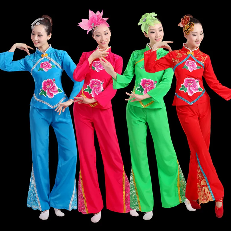 

Chinese style Hanfu female adult middle-aged old drums Yangko dance performance costume square dance costume set