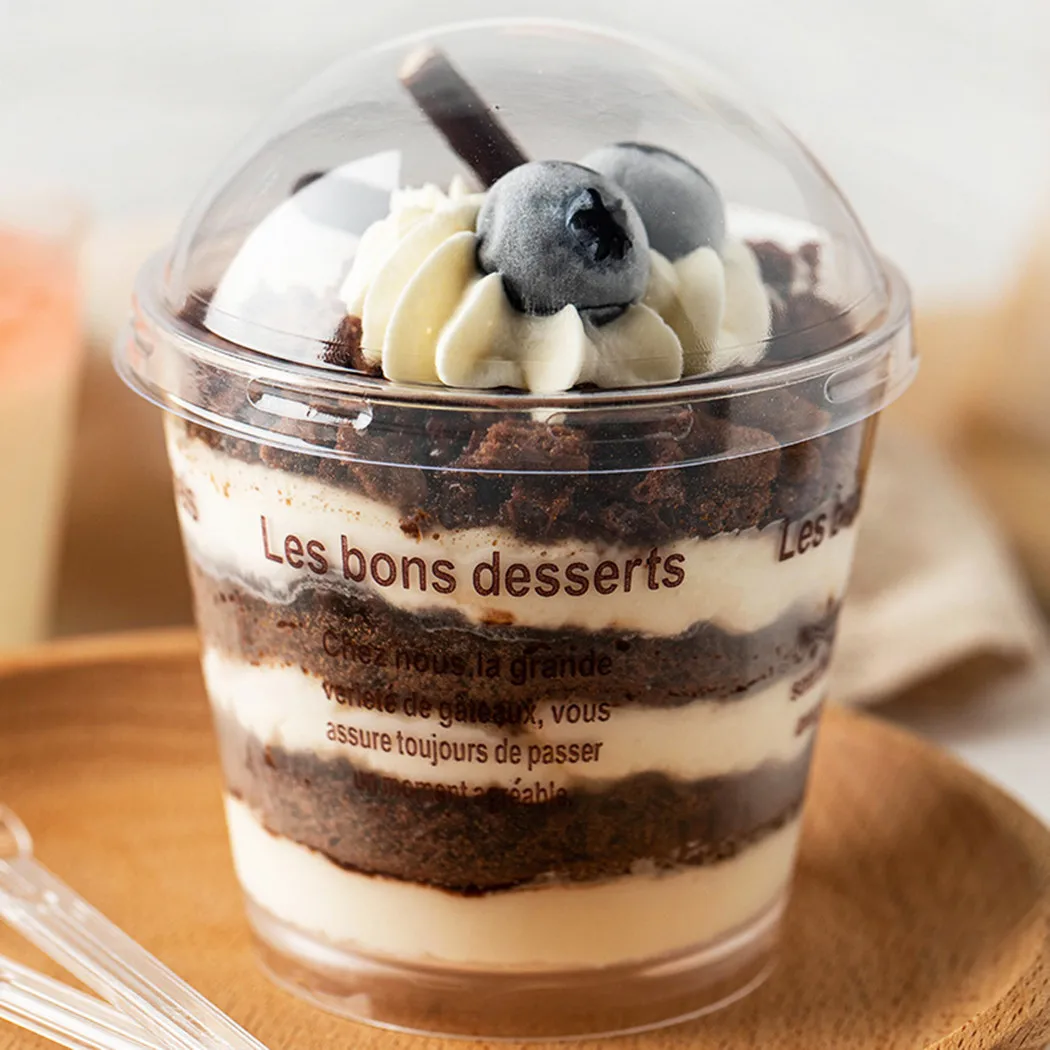 

25pcs Mini Round Dessert Cups With Lid & Spoons Clear Mousse Cups Party Decor Disposable Hard Plastic Wedding Party